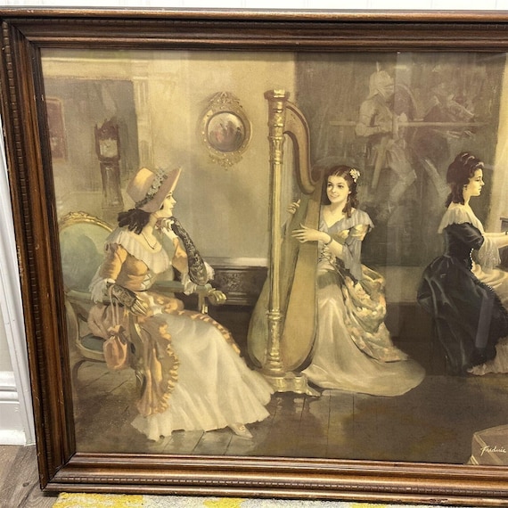 Vintage Framed Print Frederic Mizen 3 Ladies in the Parlor