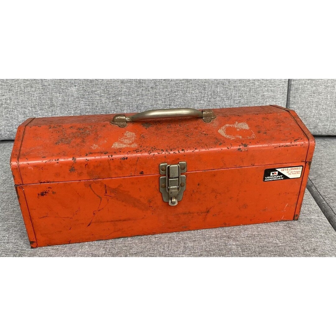 Vintage Tool Box VERMONT AMERICAN Hip Roof Box #219 W/tray Rusty