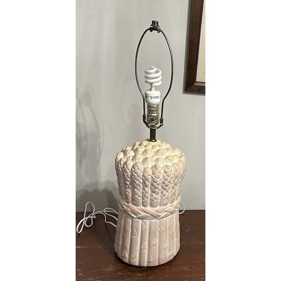 Vintage Asparagus Table Lamp 80's Plaster Chalkware Heavy Etsy