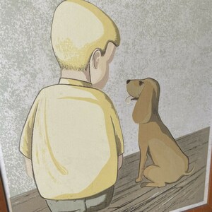 Carolyn Stallwitz Limited Edition Print Friends Boy and Dog Signed Framed 1966 image 7