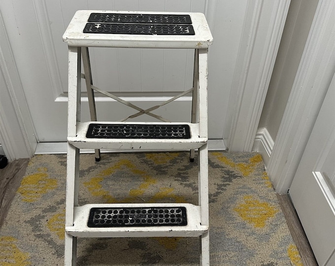 Folding Metal Step Ladder 3 Step Stool EKCO Canada Steampunk Kitchen ...