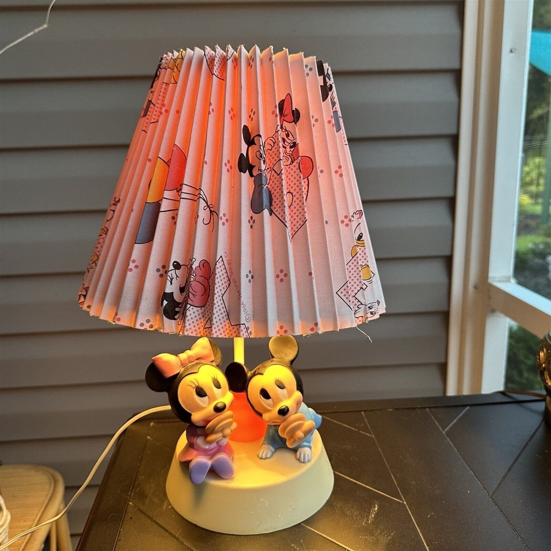 ミッキー&ミニー ルームライト [ヴィンテージ] Vintage Disney Babies Lamp Mickey Minnie Pleated Shade Night Light