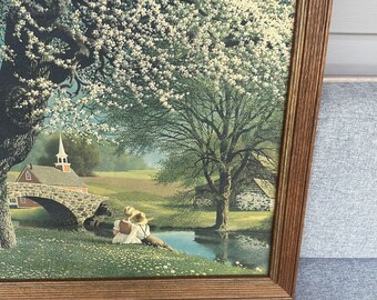 PAUL DETLEFSEN Framed Print Spring Blossoms Young Couple Stone