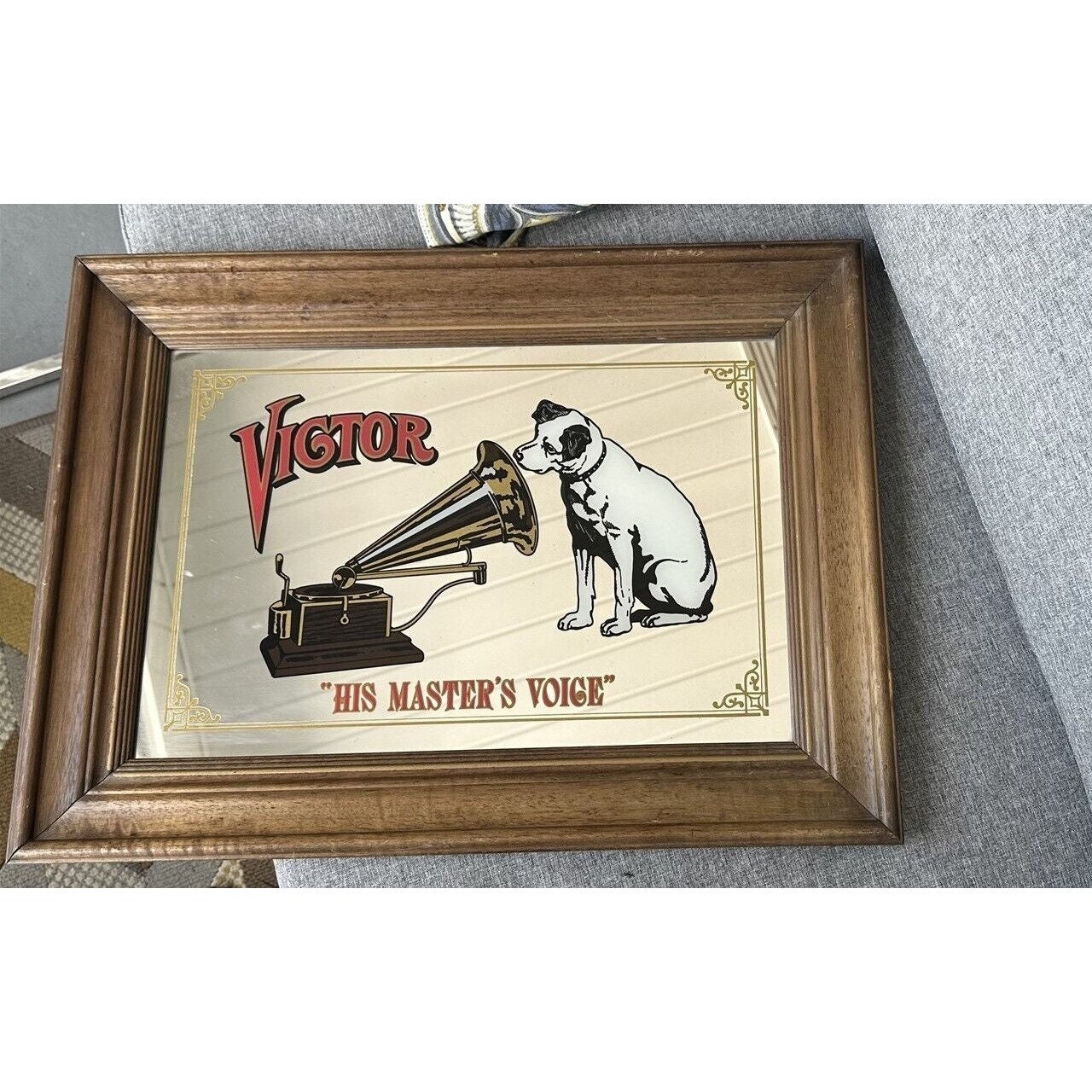 Vintage Victor His MASTER'S VOICE Framed Mirror Advertising Vintage Victor His MASTER'S VOICE Framed Mirror Advertising