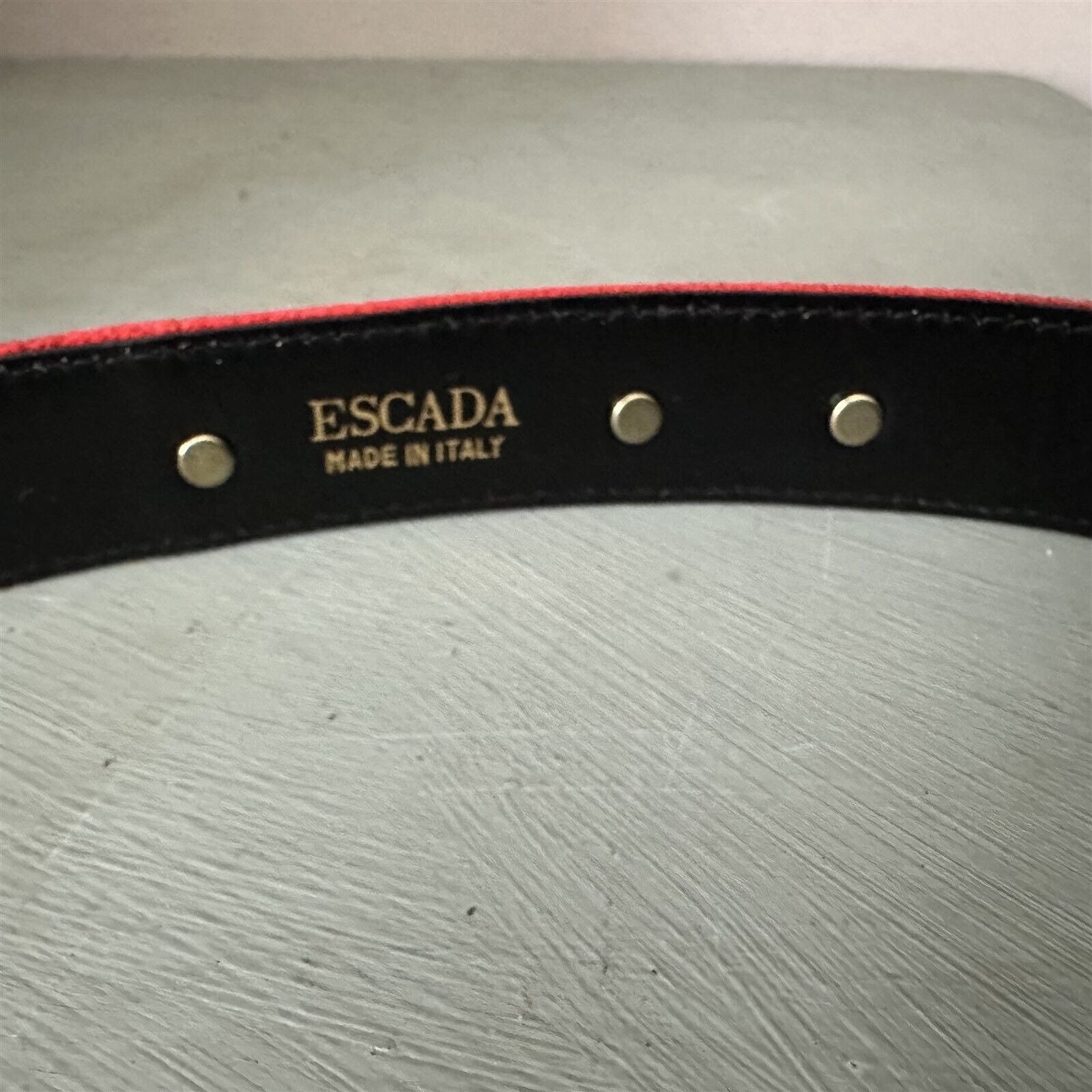 Escada Scottie Dog Belt Red Ribcord Suede Buckle Italy 