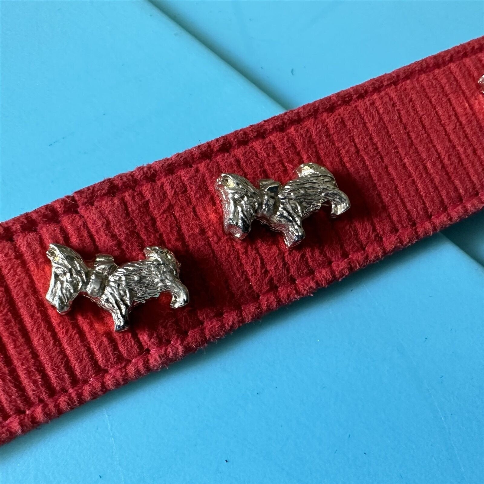 Escada Scottie Dog Belt Red Ribcord Suede Buckle Italy  display picture 1