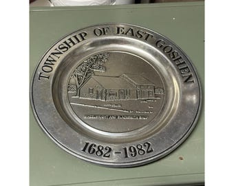 Wilton RWP Armetale Commemorative Plate Township of East Goshen 1684-1982