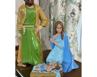 Vintage Holy Family Nativity Figures Large Set of 3