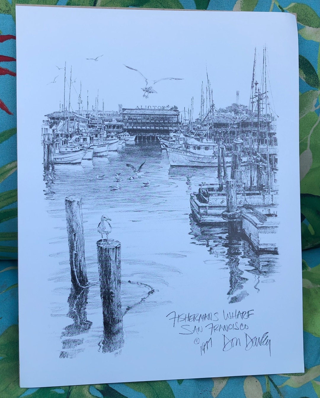 DON DAVEY Fishermans WHARF San Francisco Signed 1977 Print 10 X 13
