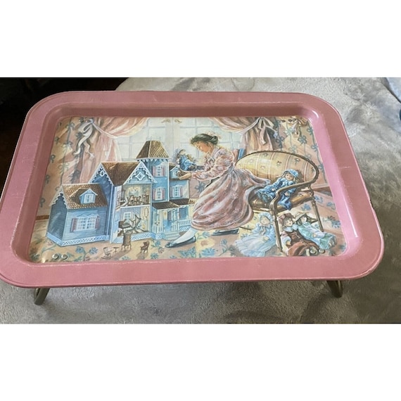 Metal TV Lap Tray With Folding Legs Angela TROTTA THOMAS Art Etsy