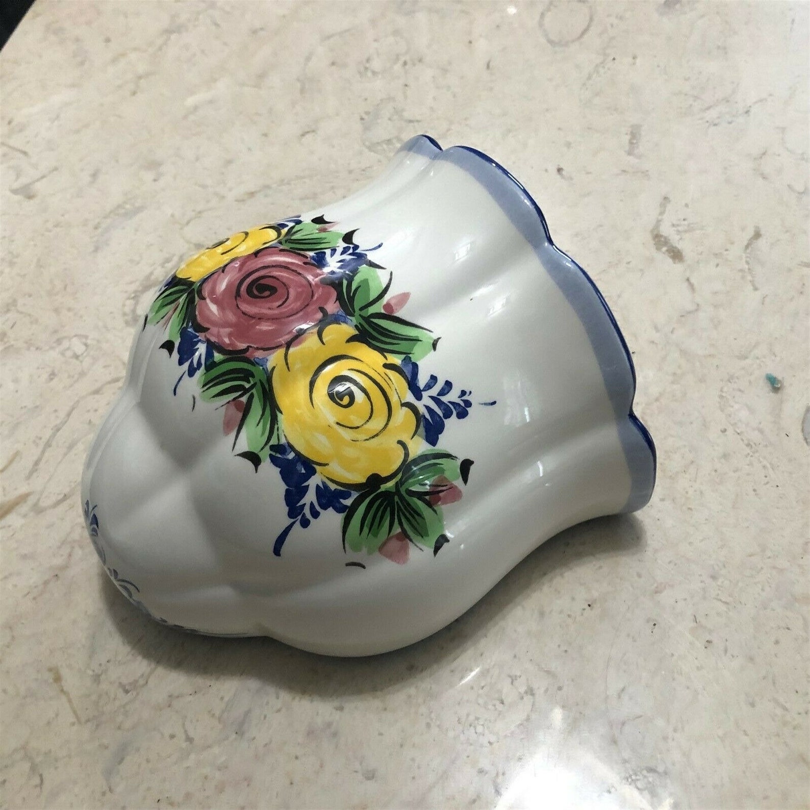 Vintage Wall Pocket Vase Ceramic Portugal Alcobaca Hand Etsy