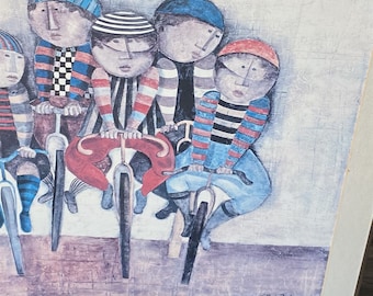 Rodo Boulanger 自転車に乗る少女たち Vintage Signed GRACIELA RODO BOULANGER Girls on Bicycle Lithograph