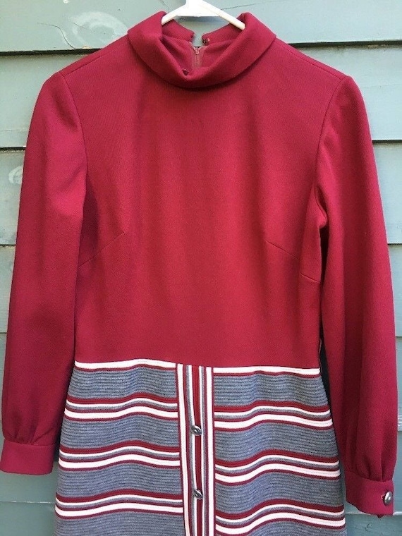 burgundy and gray dress