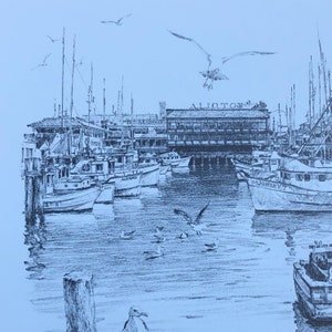 DON DAVEY Fishermans WHARF San Francisco Signed 1977 Print 10 x 13 image 3