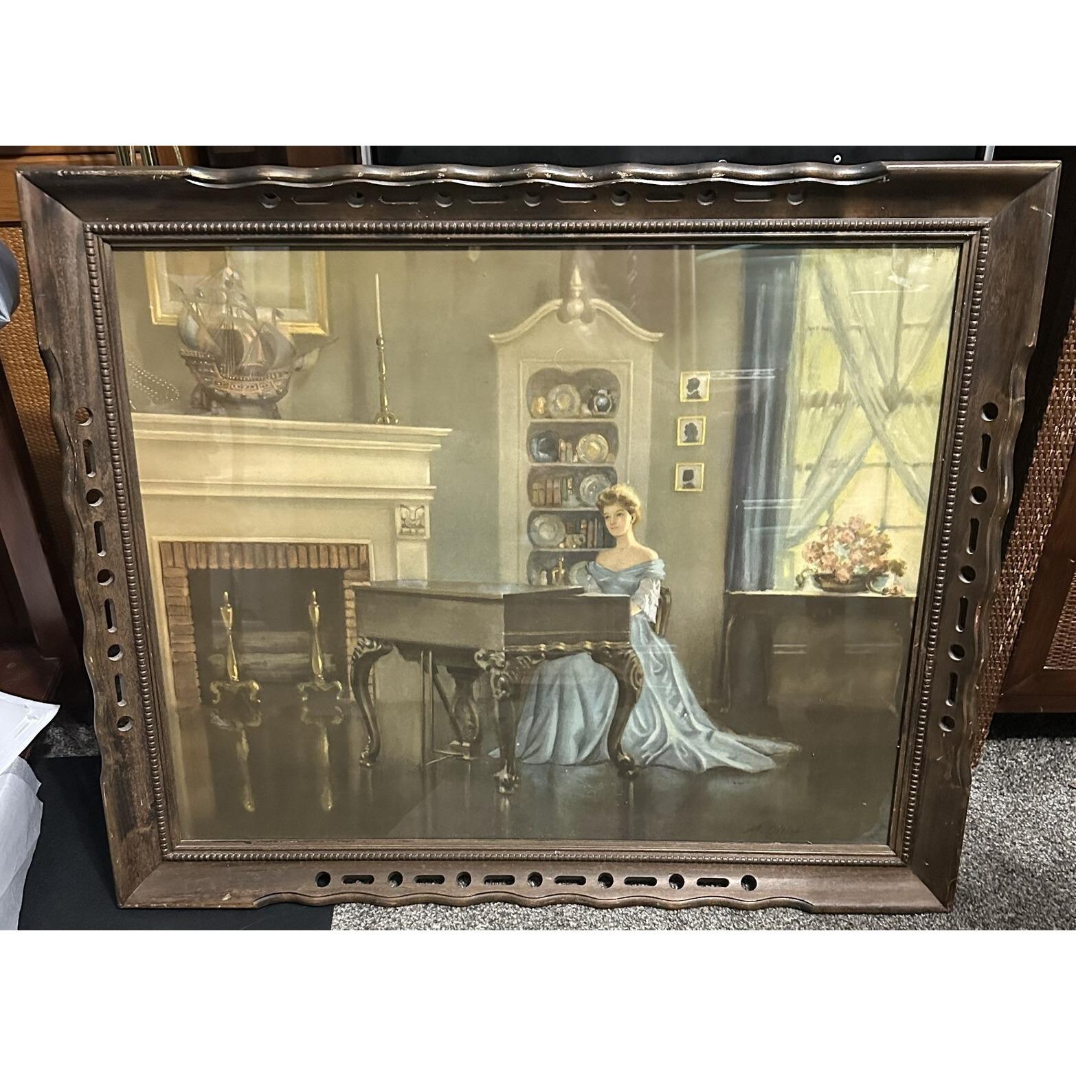 ANTONI DITLEF Framed Print Song of Love 28 X 34 Woman Blue Dress