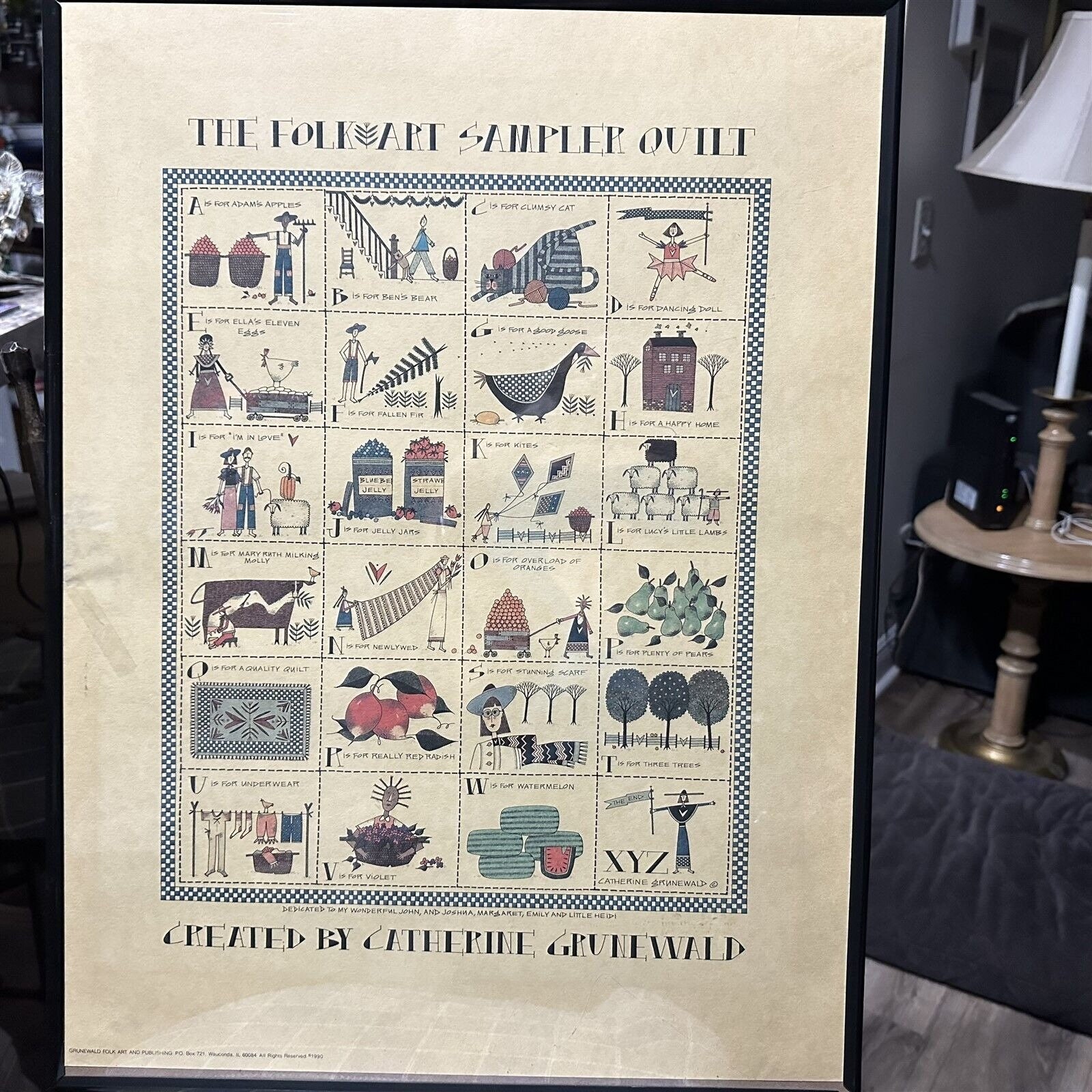 CATHERINE GRUNEWALD the Folk Art Sampler Quilt Framed - Etsy