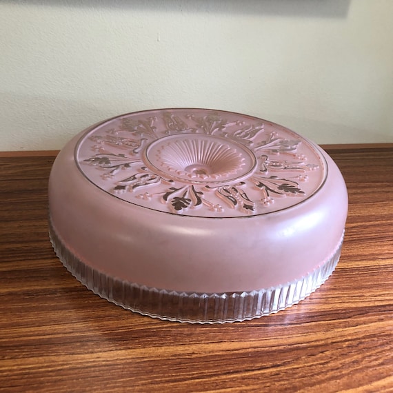 Vintage Glass Ceiling Light Shade Round Antique Art Deco Glass Etsy