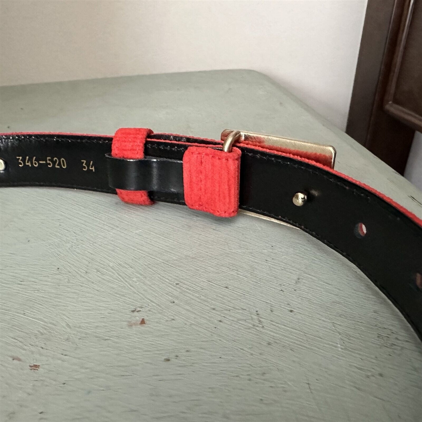 vtg escada scottie dog belt red ribcord suede buckle italy sz 36xs us 4-6 preppy Escada Scottie Dog Belt Red Ribcord Suede Buckle Italy  main image 4