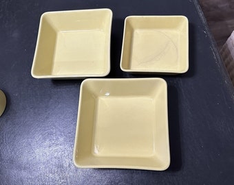 Vintage Arabia Finland Pottery Square Bowls Set of 3 Teema