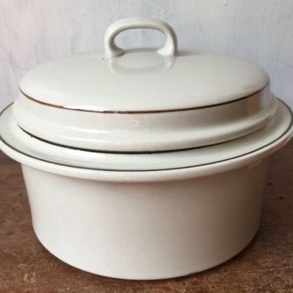 Vintage Arabia Finland Fennica Earthenware Pottery Casserole With Lid Round