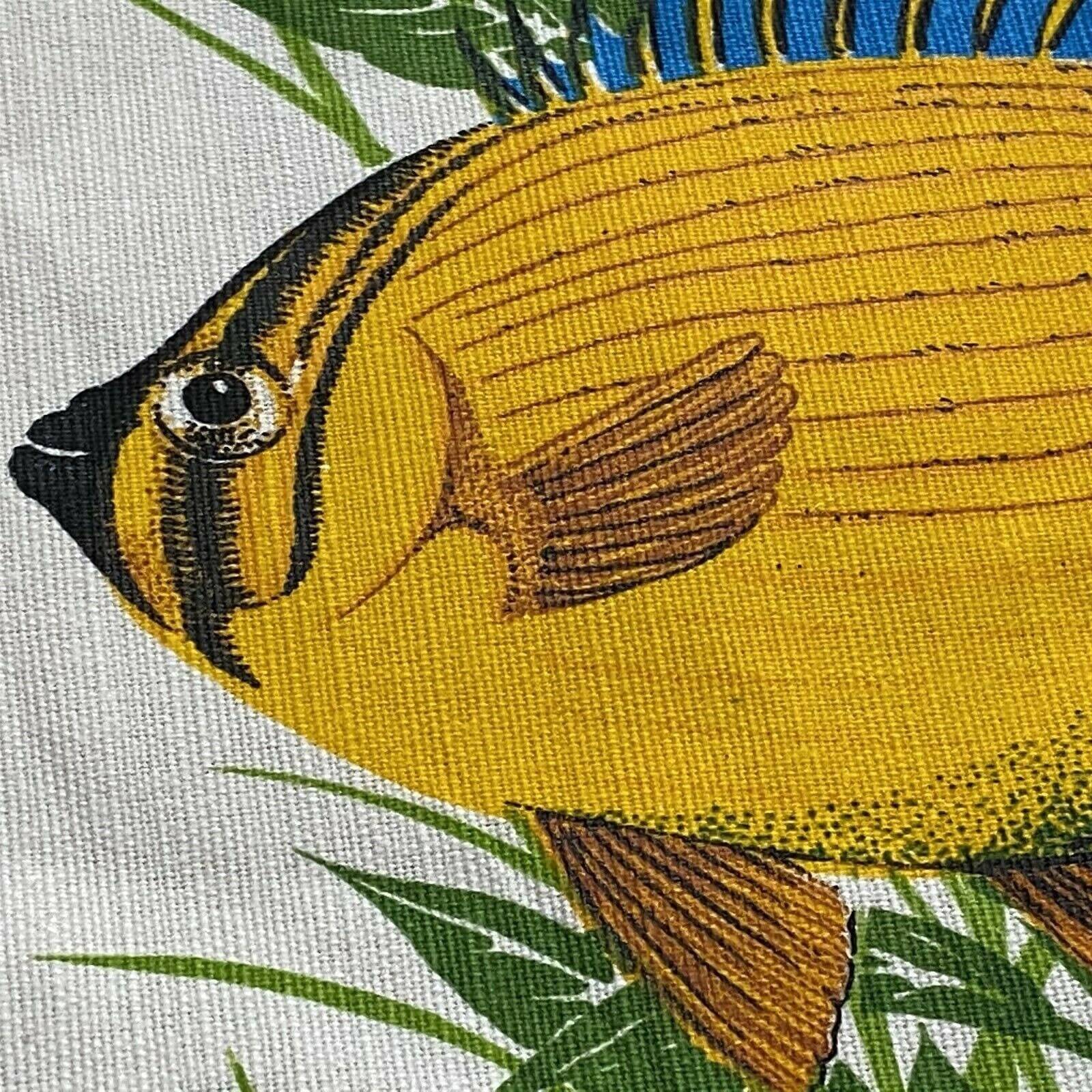 Vintage Tropical Fish Screenprint Fabric Art Table Topper Linens Set of ...