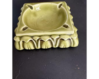 Set of 2 Signed Vintage Ceramic Oversized Ashtrays by Anthony