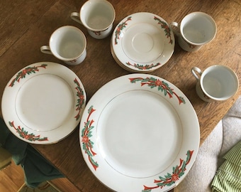 Poinsettias deviant and Ribbons Fine China