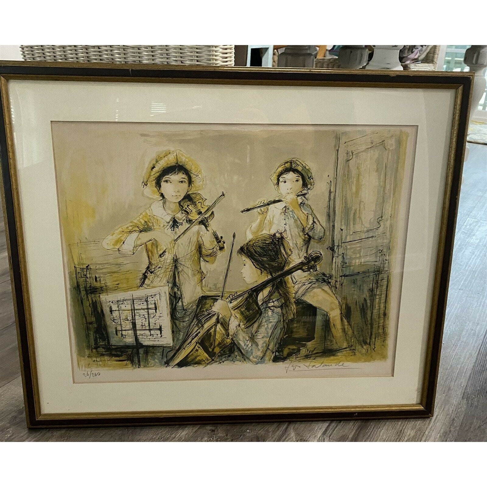 JACQUES LALANDE TRIO Lithograph 3 Young Musicians Signed