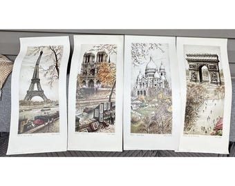 Set of 3 Vintage Framed Parisian Prints by Spanish Painter and