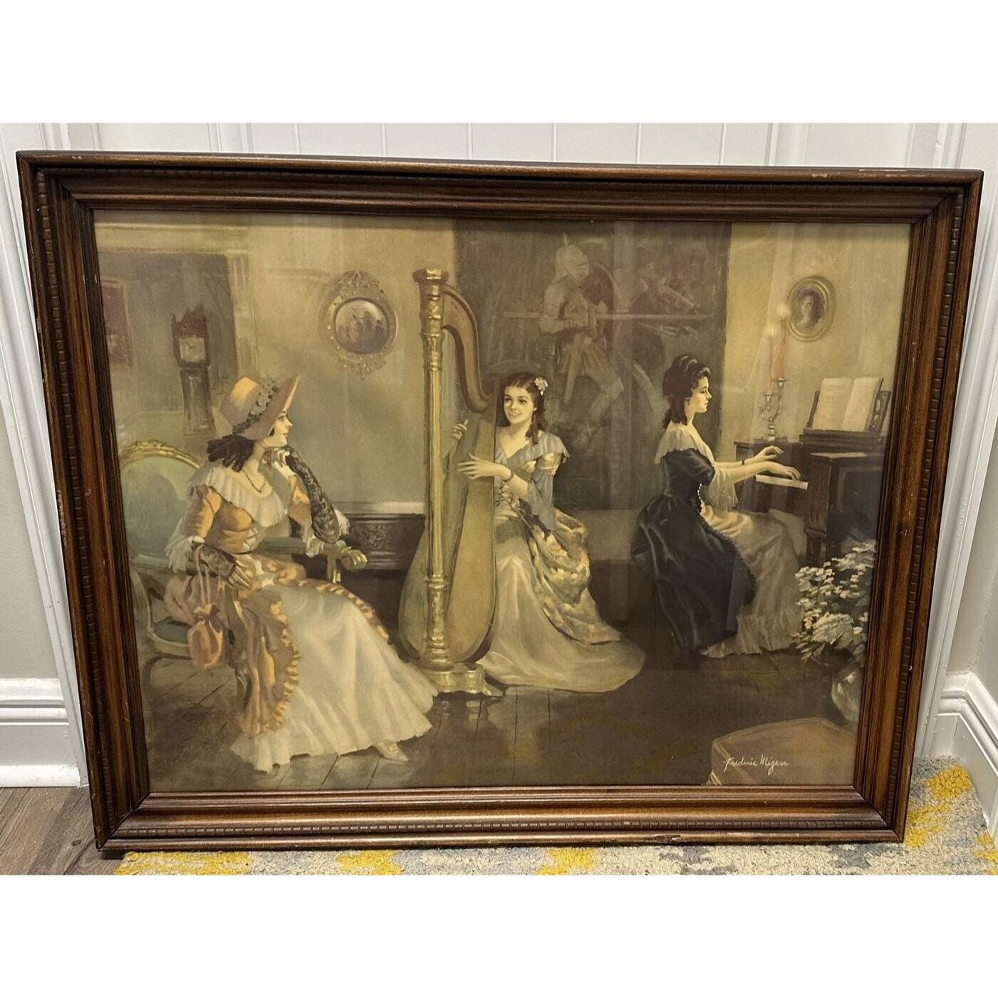 Vintage Framed Print Frederic Mizen 3 Ladies in the Parlor