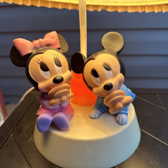 ミッキー&ミニー ルームライト [ヴィンテージ] Vintage Disney Babies Lamp Mickey Minnie Pleated Shade Night Light