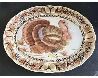 ポルトガルHANDPAINTED A.SANTOS PORTUGAL プレート Vintage A. Santos 172-50 Oval Turkey Platter Made Portugal. Hand