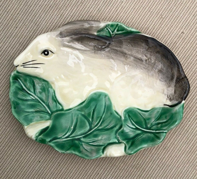 Vintage Bunny Rabbit soap dish small plate trinket tray The Etsy