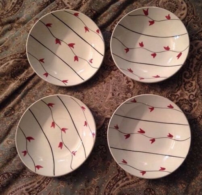 Mid Century French Lot FRANCE Faienceries Continentales tulip Fleur Rouge