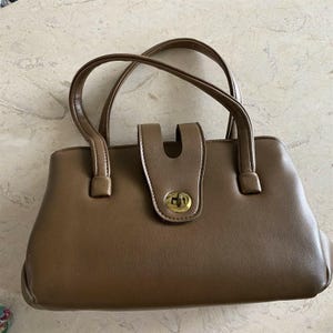 Bolso de mano vintage JR tipo cartera marrón con doble asa y pie