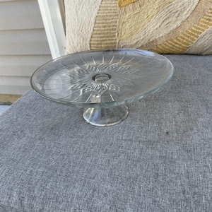 Vintage Anchor Hocking Canfield Clear Glass Footed Cake PLate Stand Holidays