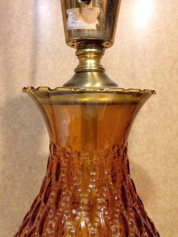 vintage amber glass table lamp