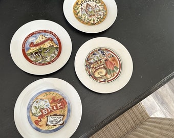 RESTORATION HARDWARE Cheese Plates 2000 Parmigiano Stilton Brie Fromage Set of 4