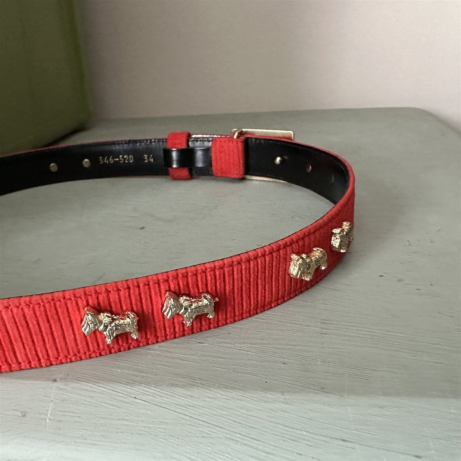 Escada Scottie Dog Belt Red Ribcord Suede Buckle Italy  display picture 2