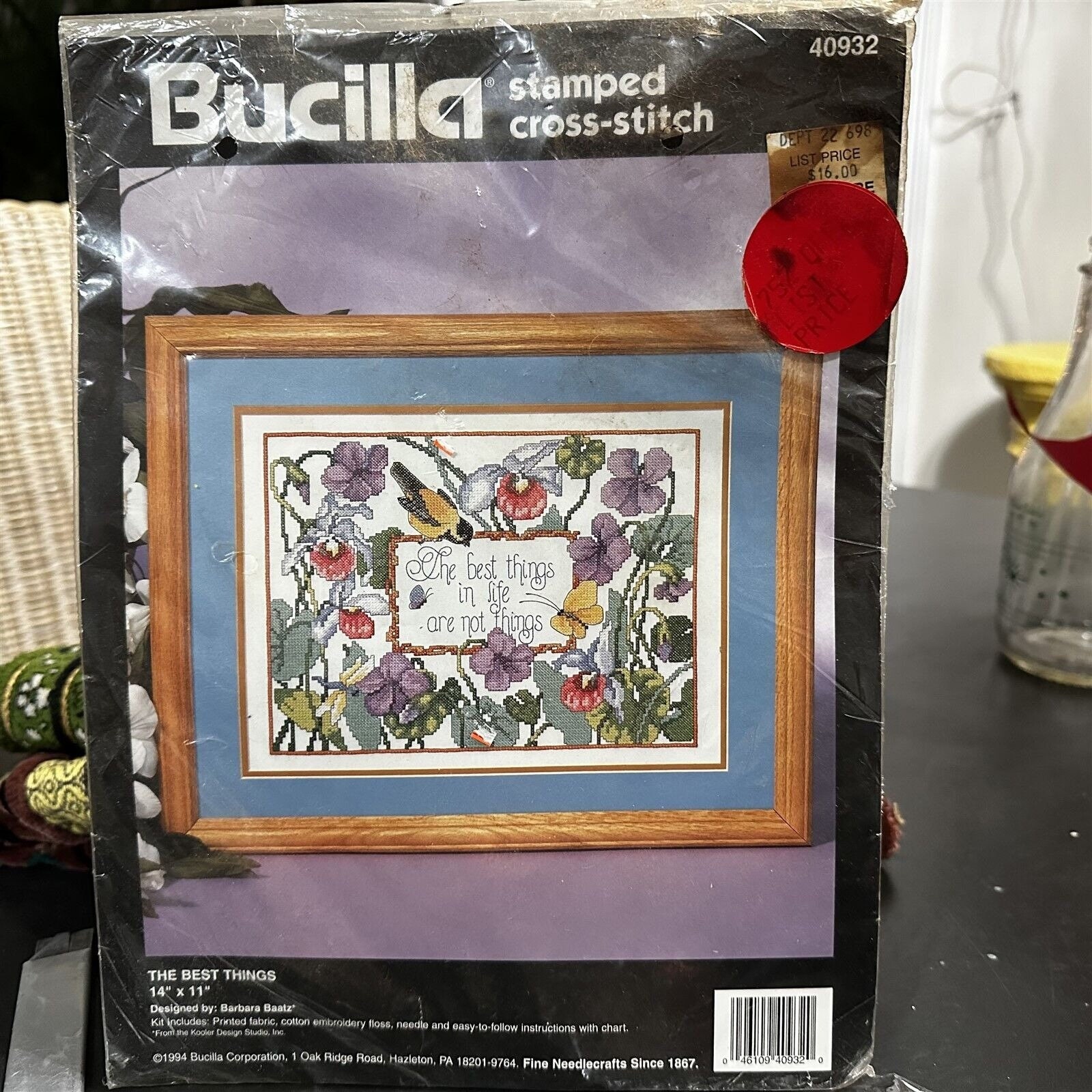 Bucilla GARDEN SANTA Felt Christmas Stocking Kit OOP Poinsettia RARE  Original