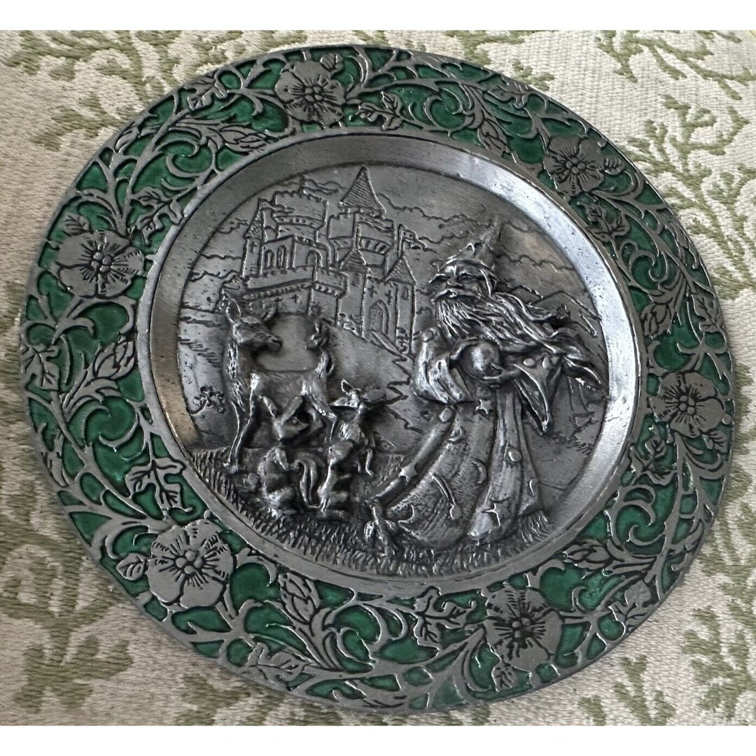 MICHAEL RICKER Wizard With Animals 3D Pewter 1987 Mythology Plate 446/ ...