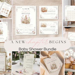 A New Chapter Begins Storybook Baby Shower Bundle: Editable Her Next Chapter Begins Baby Shower Template Collection (Digital Download)
