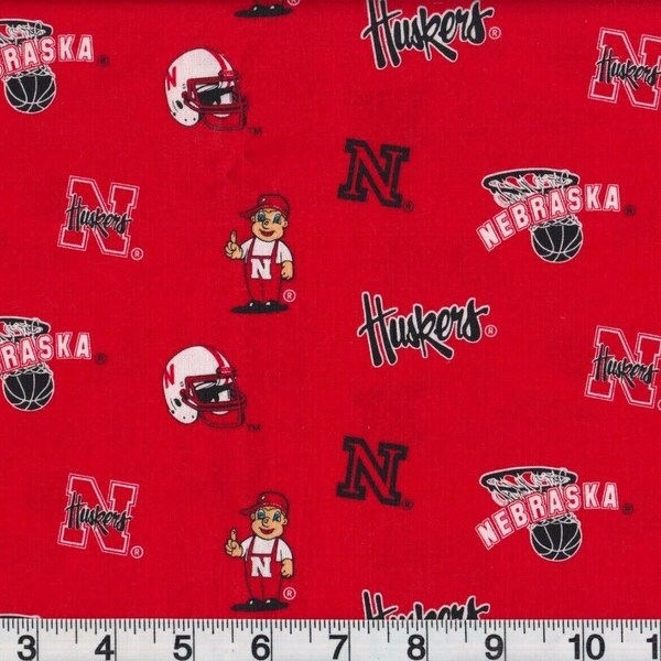 Nebraska Cornhuskers (TM), Oop Huskers (TM) Fabric Remnants, NCAA (Tm) Fabric, Football Fabric, Basketball Fabric, Dorm Decor, Man Cave,