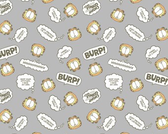 Garfield (TM) Fabric Remnants, Cats, Speech Bubble, Cartoon Fabric, Burp Cloths, Baby Bibs, Kitchen Decor, Kids Room Decor, Man Cave Decor