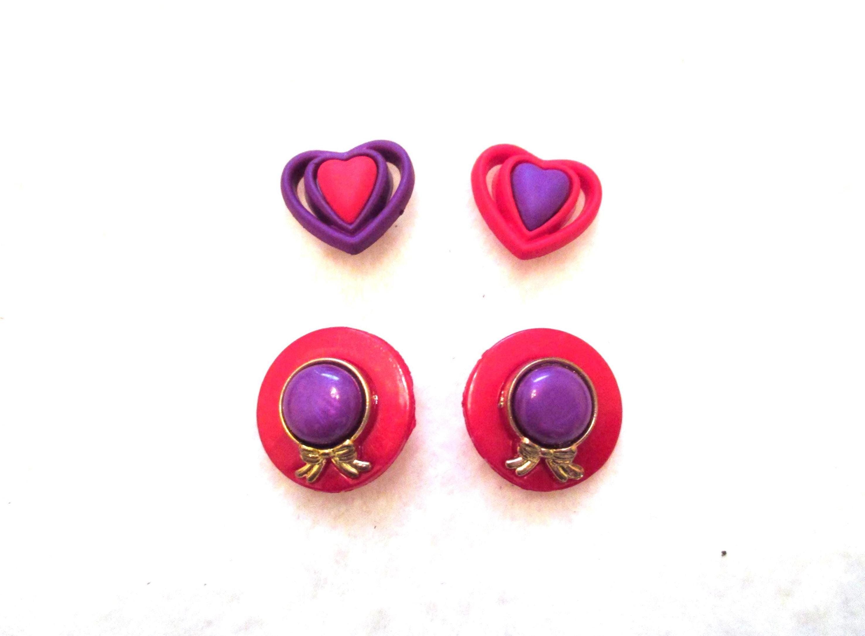4 Red Hat Society Buttons, Plastic Shank Buttons, Valentine's Day ...