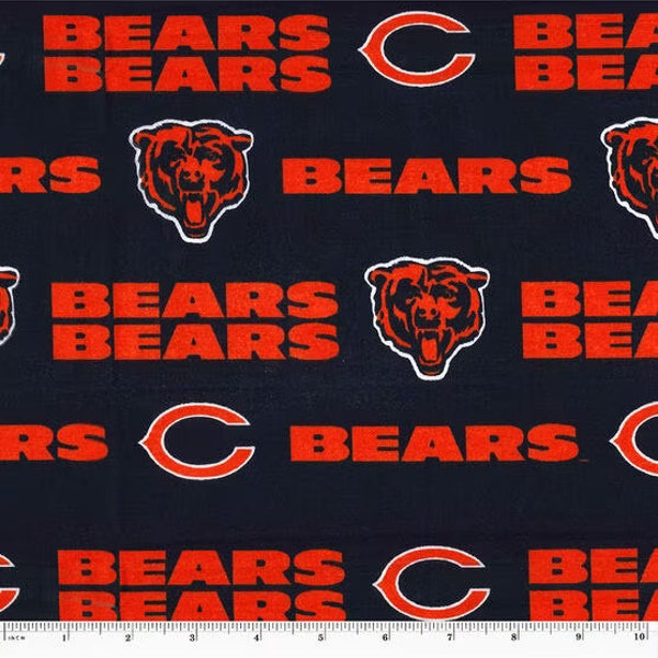 Chicago Bears (TM) Fabric Remnants, Da Bears (TM), NFL Football Fabric, Gift for Him, Sports Bar Decor, Man Cave Decor, Boys Bedroom Decor