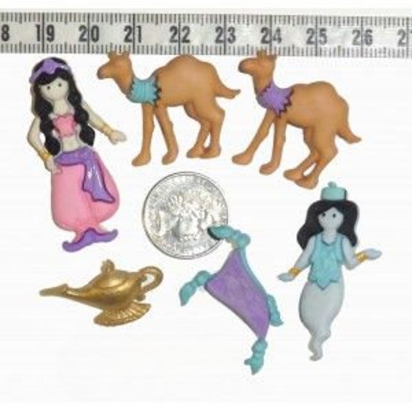 Arabian Nights, Dress It Up Buttons, Harem Pants, Harem Girl, Camels, Genie, Magic Lamp, Flying Carpet, Hard to Find Plastic Shank Buttons