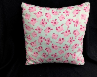 Handmade Piggies Accent Pillow: With Insert, Pink & Blue Nursery Decor