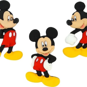 3 Mickey Mouse (TM) Buttons, Disney (TM) Buttons, Dress It Up (TM) Buttons, Plastic Shank Buttons, Sewing Buttons, Mouse Buttons, Scrapbook