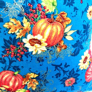 Handmade Fall Pillow: Teal Blue Autumn Decor, Metallic Accents bild 3